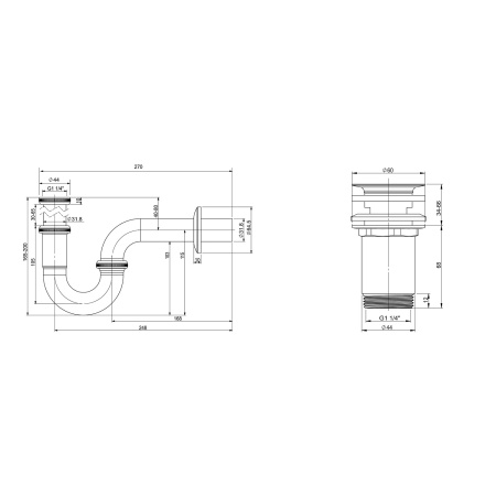Набор 2 в 1 Сифон + выпуск для раковины Wellsee Drainage System 182102004