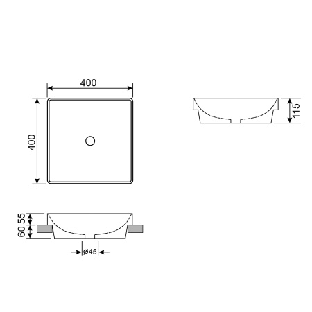 Накладная раковина Wellsee Doux 150501000 40 см