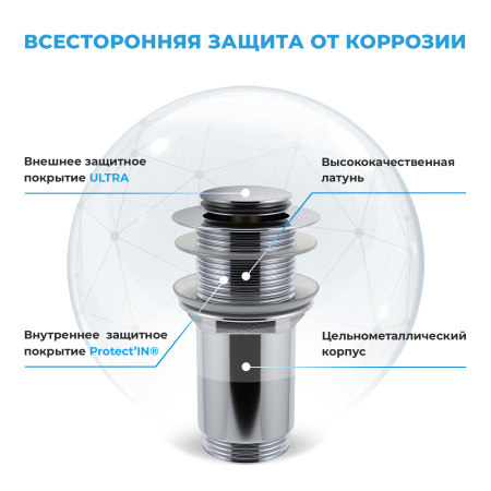 Набор 2 в 1 Сифон для раковины + донный клапан Wellsee Drainage System 182109002